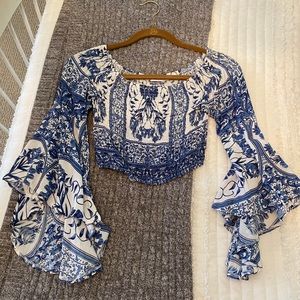 Cropped Bell Sleeve Top
